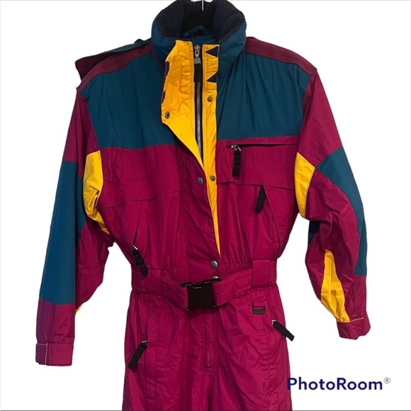 Vintage Edge Tech color block  ski suit size 8 - Picture 3 of 15